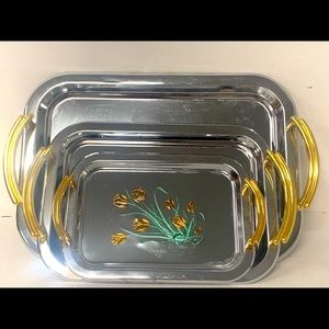 Vintage Twen Bird Steel Tray Set
